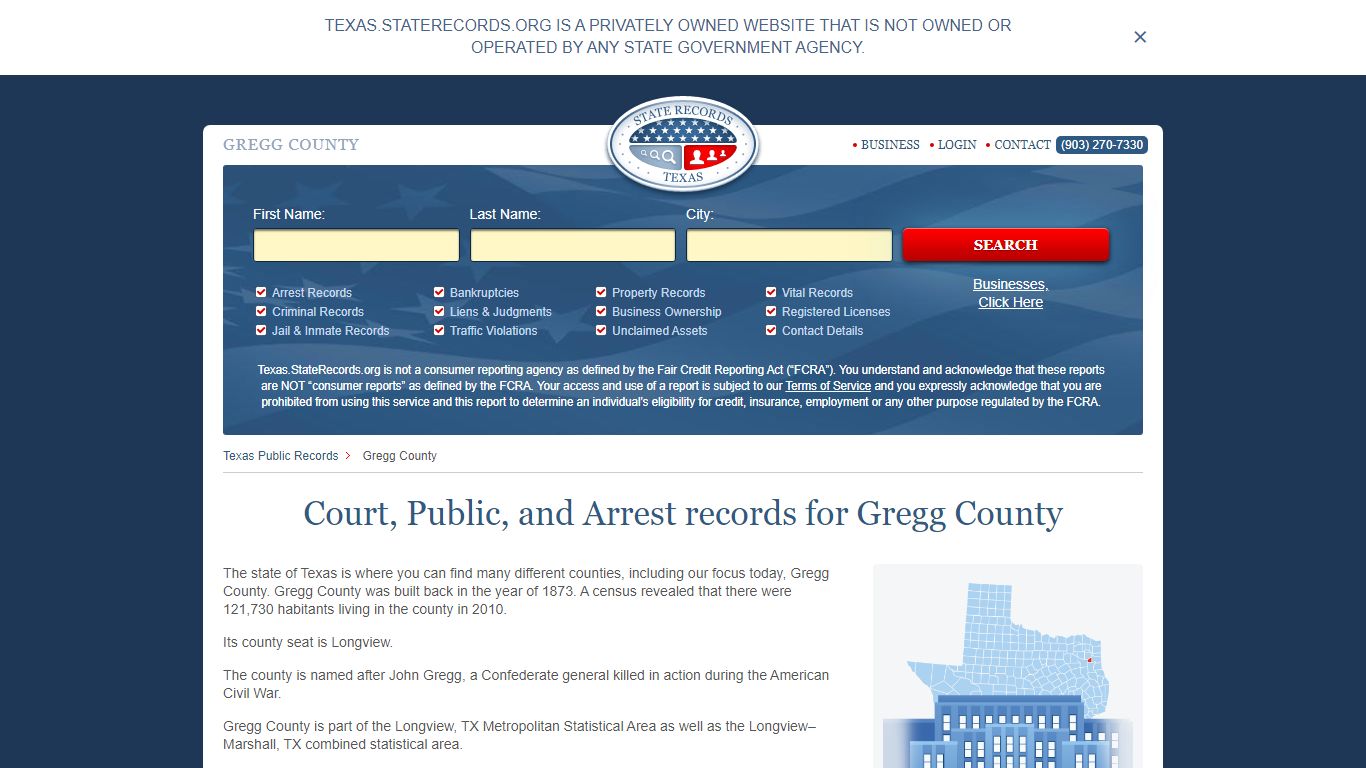 Court, Public, and Arrest records for Gregg County