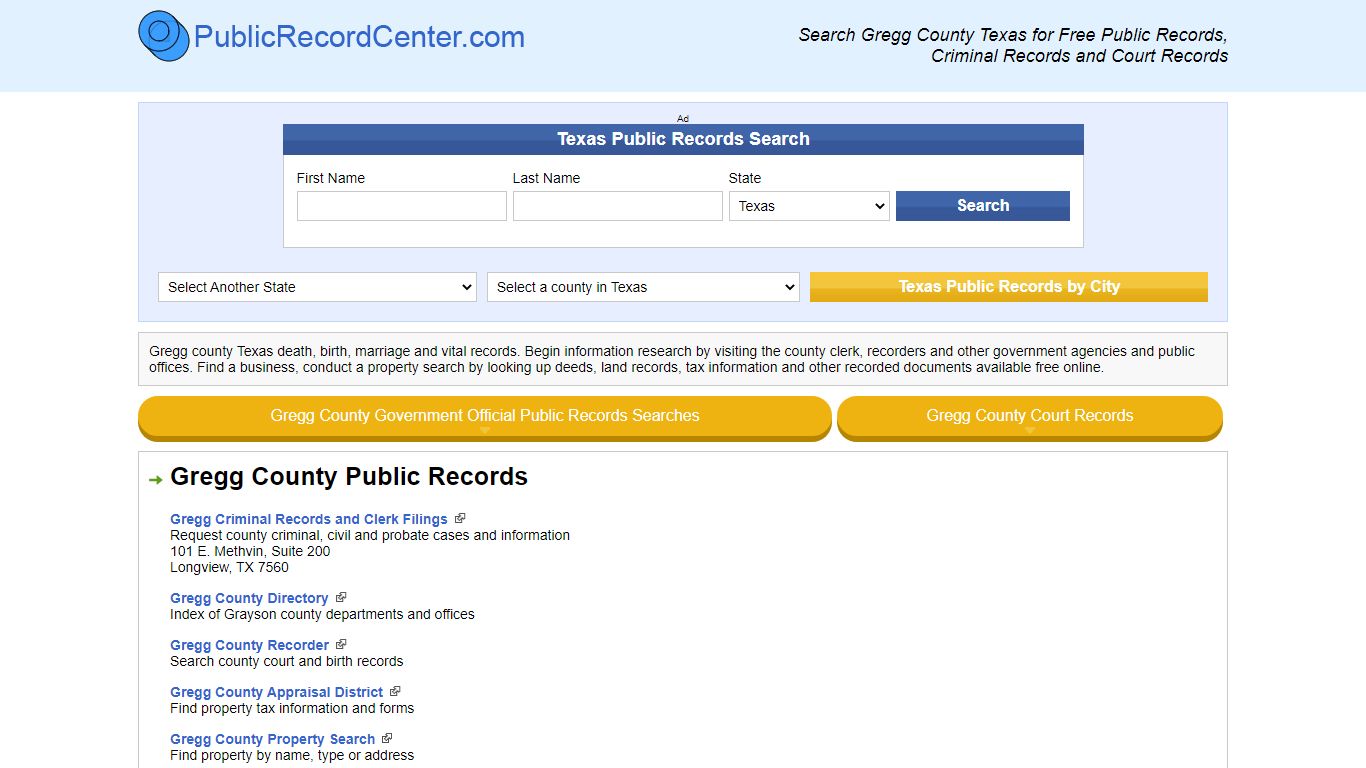 Gregg County Texas Free Public Records - Court Records - Criminal Records